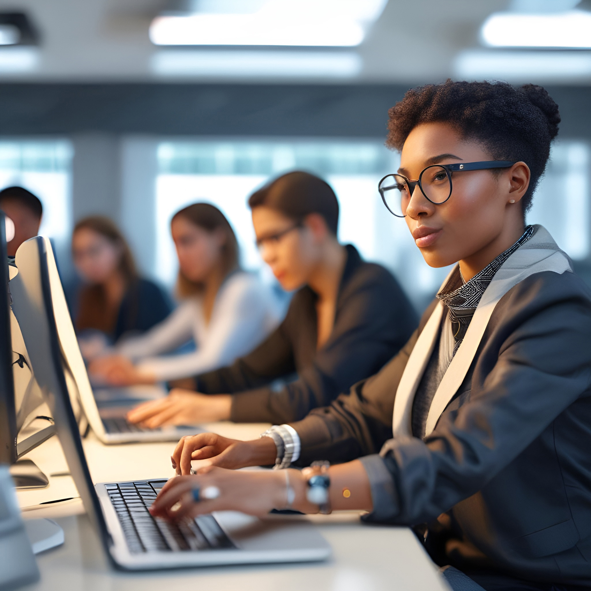 Team working in modern office